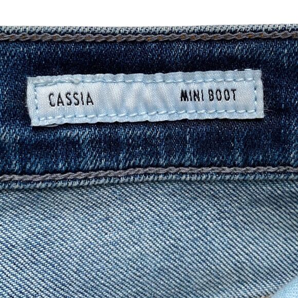 Edwin Cassia Mini Boot Jeans Mid-Rise Cropped Distressed Flare Leg Blue Size 25 - Picture 6 of 7